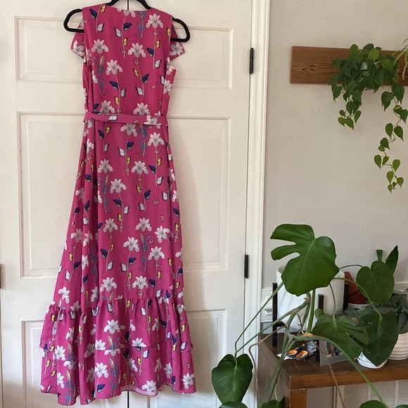 Borgo De Nor Dress Fuchsia Butterfly Floral Printed Maxi Dress Size UK 8‎ US 4 - Picture 10 of 12